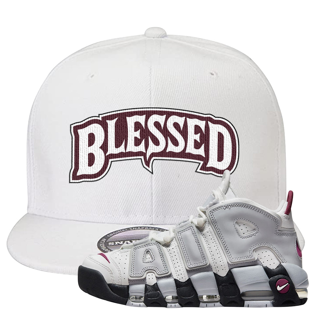 Summit White Rosewood More Uptempos Snapback Hat | Blessed Arch, White
