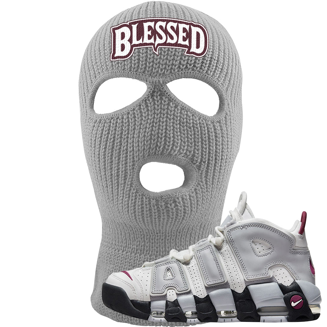 Summit White Rosewood More Uptempos Ski Mask | Blessed Arch, Light Gray