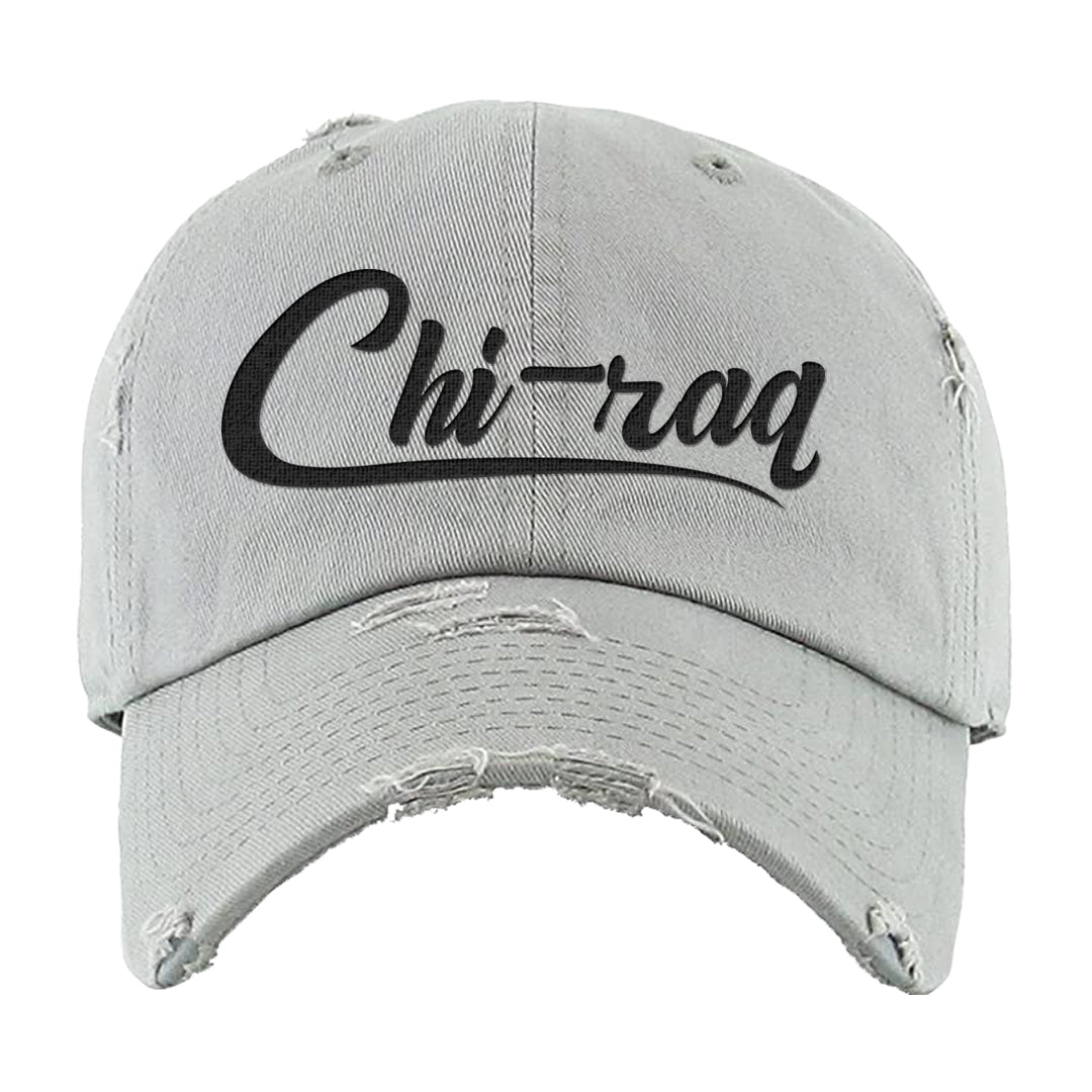 Summit White Rosewood More Uptempos Distressed Dad Hat | Chiraq, Light Gray