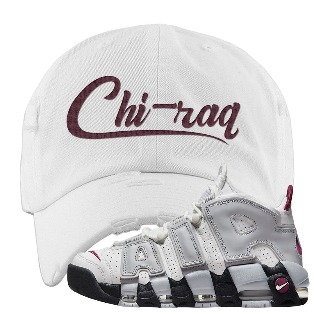 Summit White Rosewood More Uptempos Distressed Dad Hat | Chiraq, White