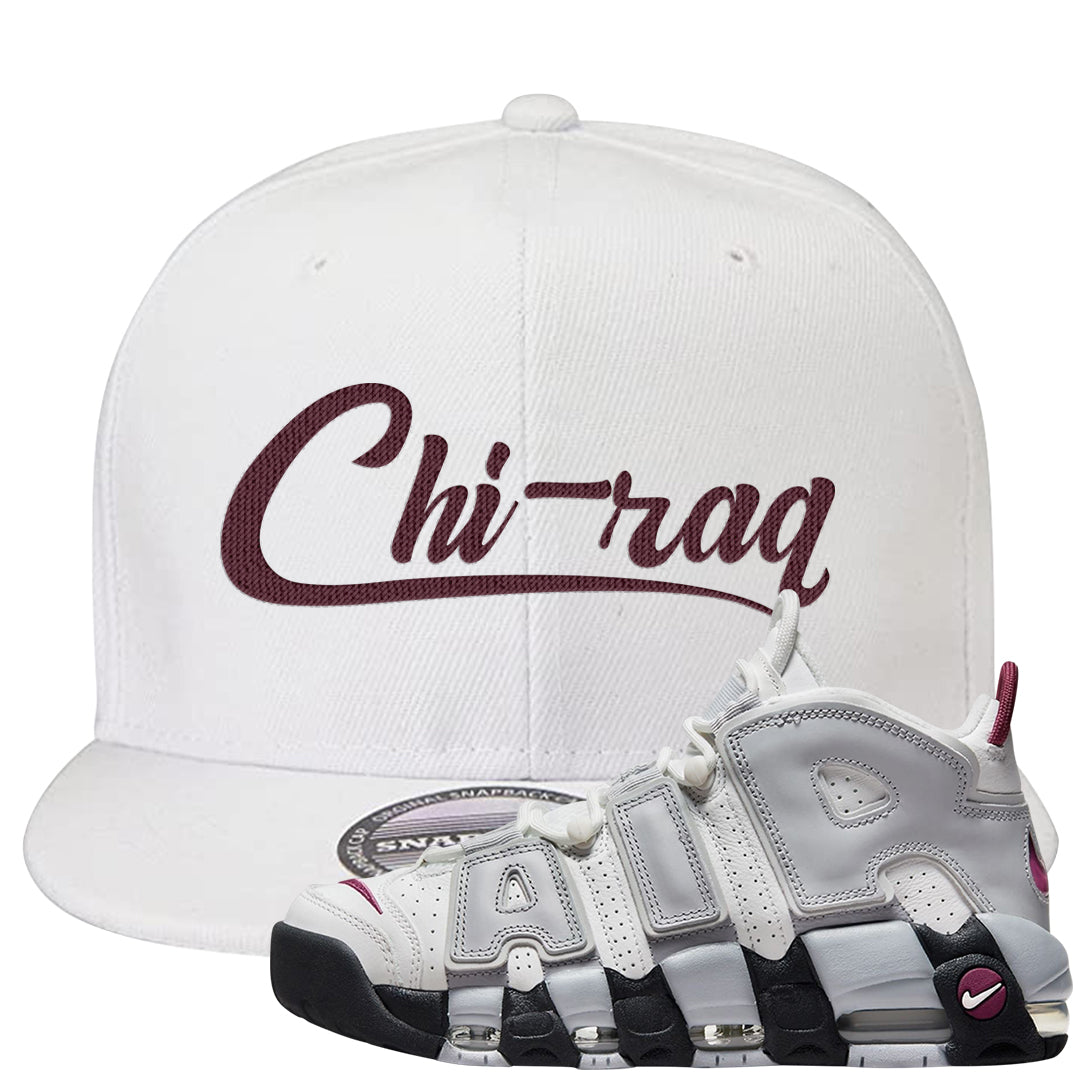 Summit White Rosewood More Uptempos Snapback Hat | Chiraq, White