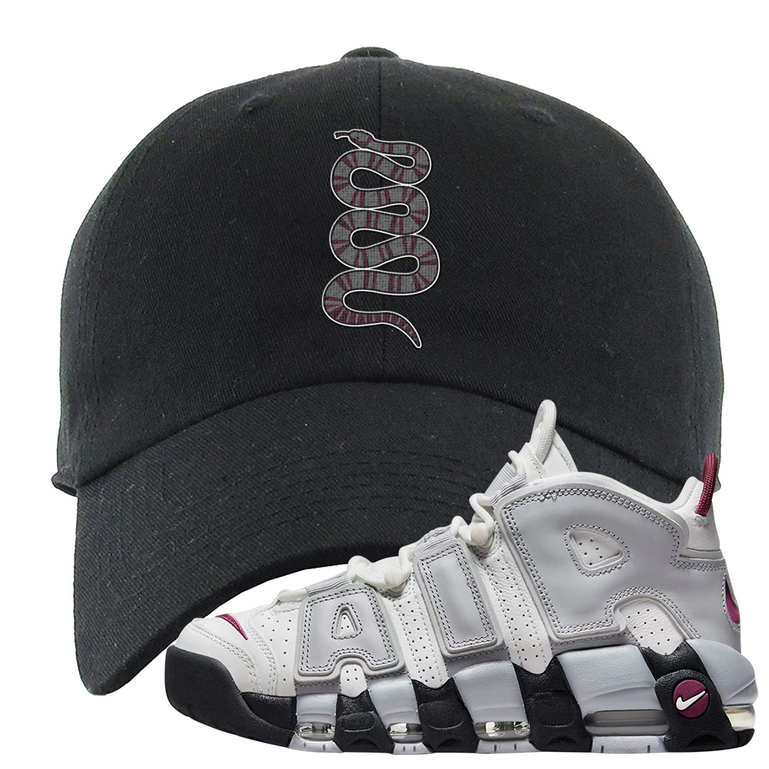 Summit White Rosewood More Uptempos Dad Hat | Coiled Snake, Black
