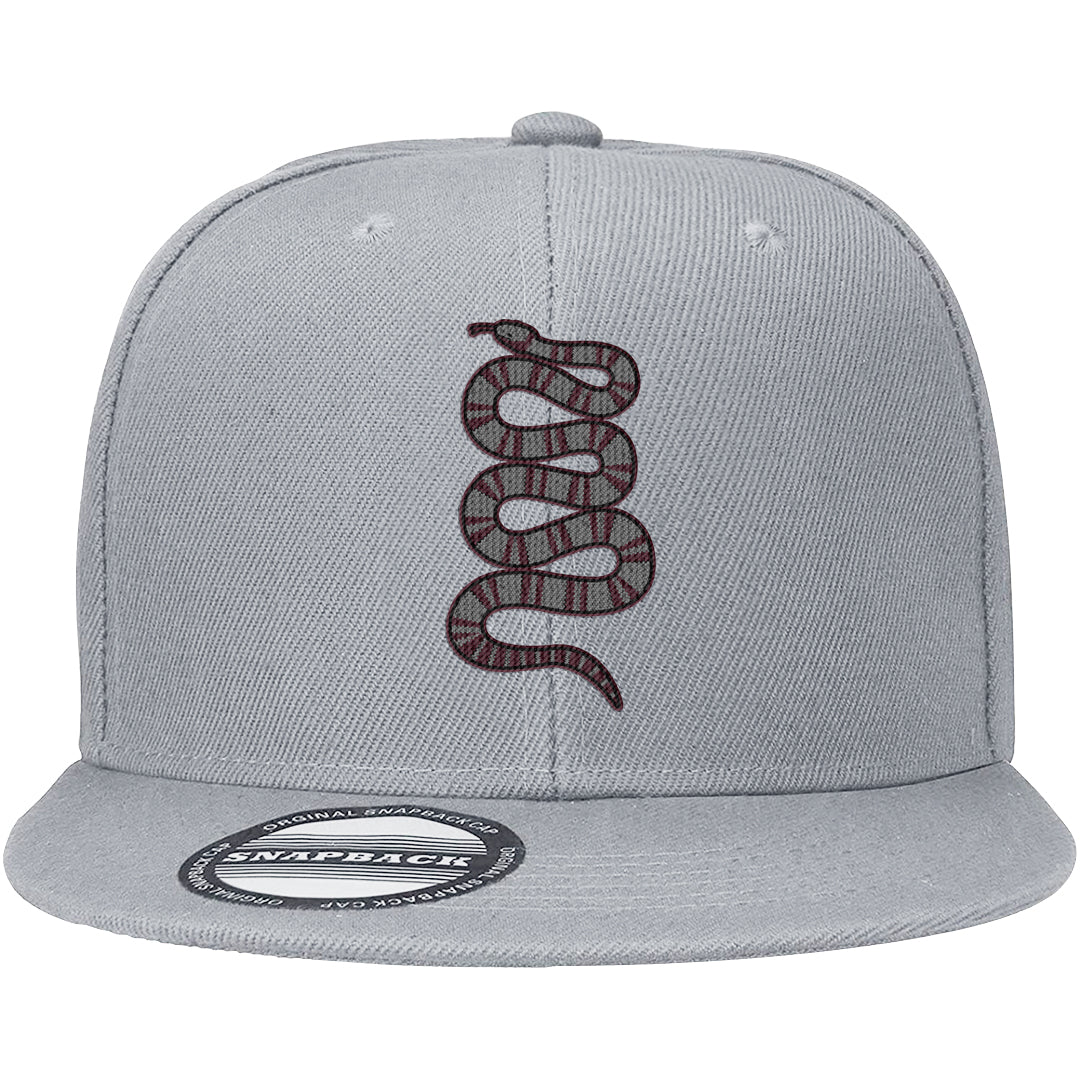 Summit White Rosewood More Uptempos Snapback Hat | Coiled Snake, Light Gray