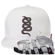 Summit White Rosewood More Uptempos Snapback Hat | Coiled Snake, White