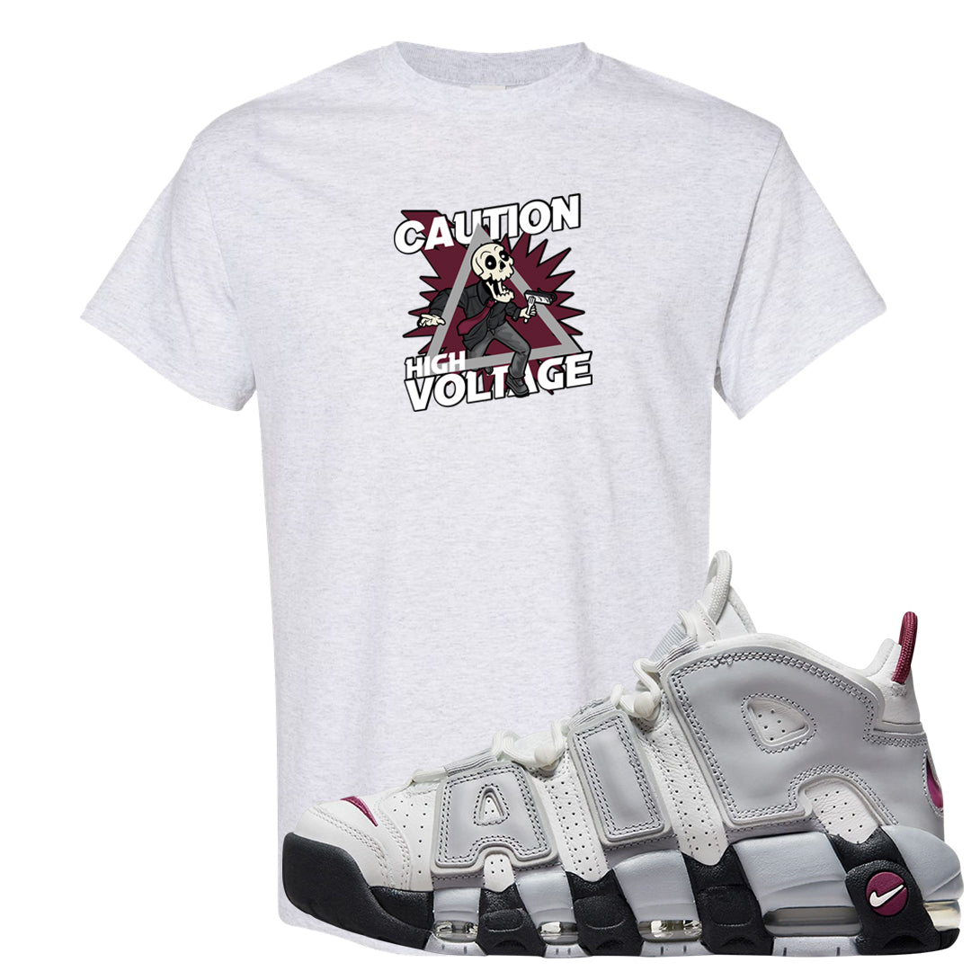 Summit White Rosewood More Uptempos T Shirt | Caution High Voltage, Ash