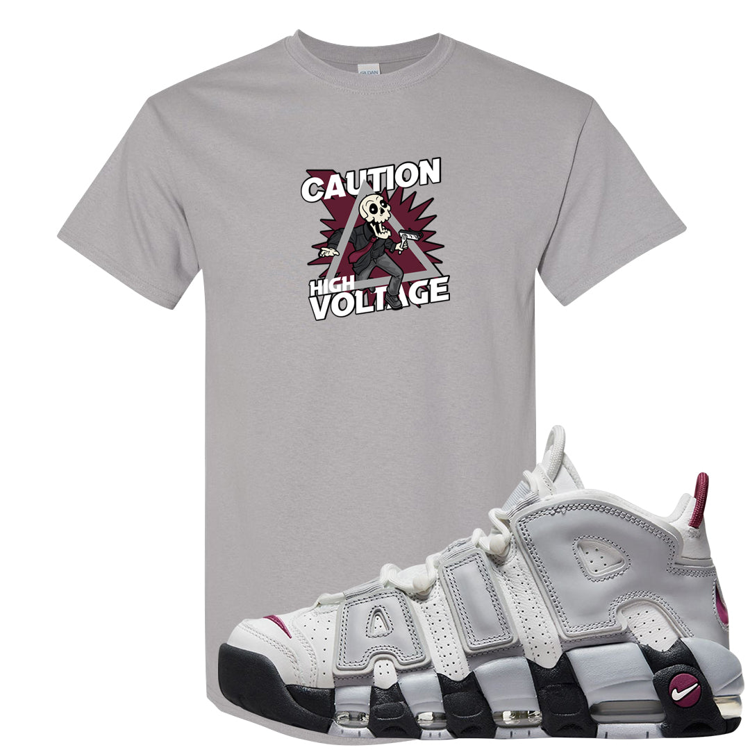 Summit White Rosewood More Uptempos T Shirt | Caution High Voltage, Gravel