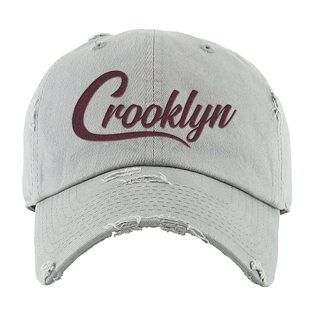 Summit White Rosewood More Uptempos Distressed Dad Hat | Crooklyn, Light Gray