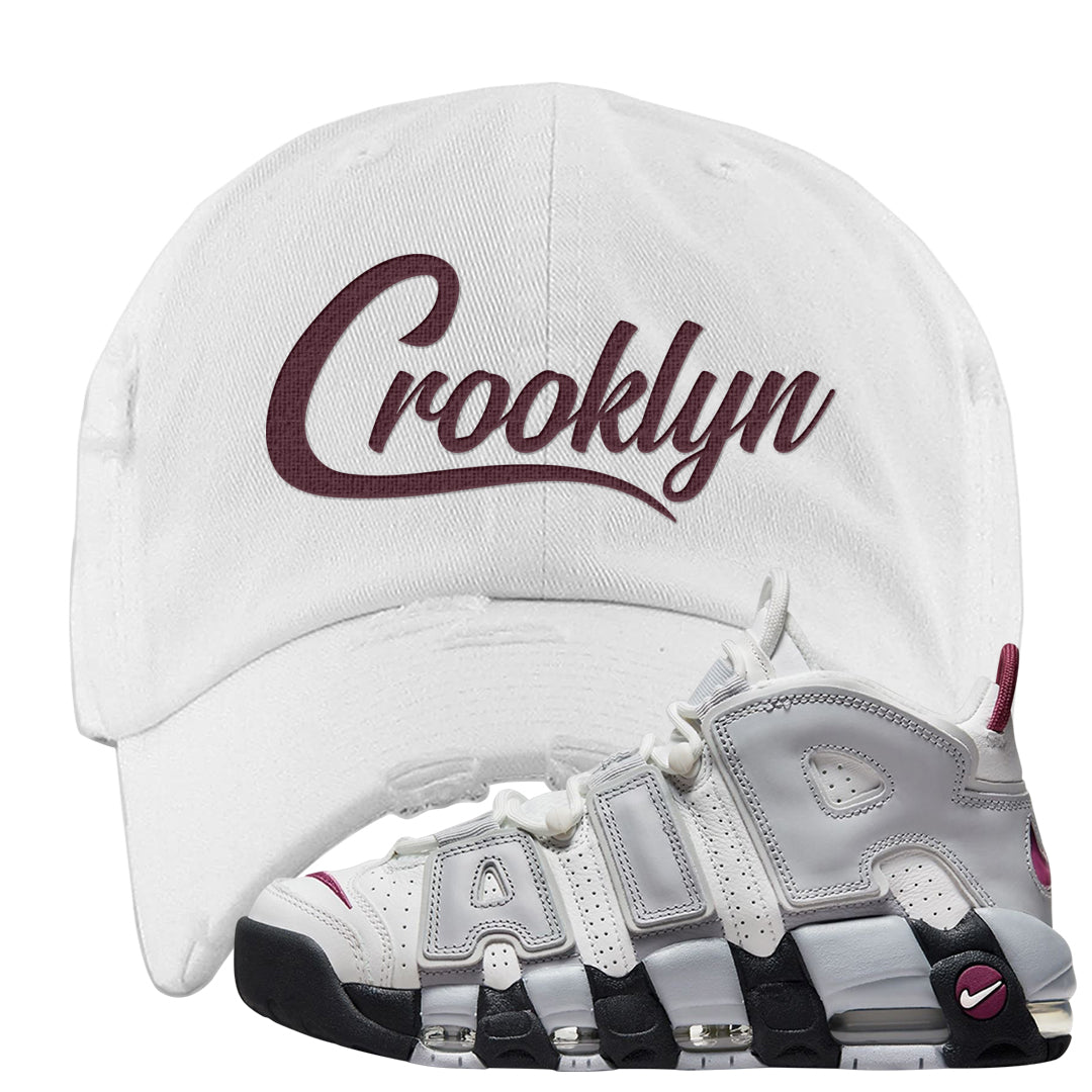 Summit White Rosewood More Uptempos Distressed Dad Hat | Crooklyn, White