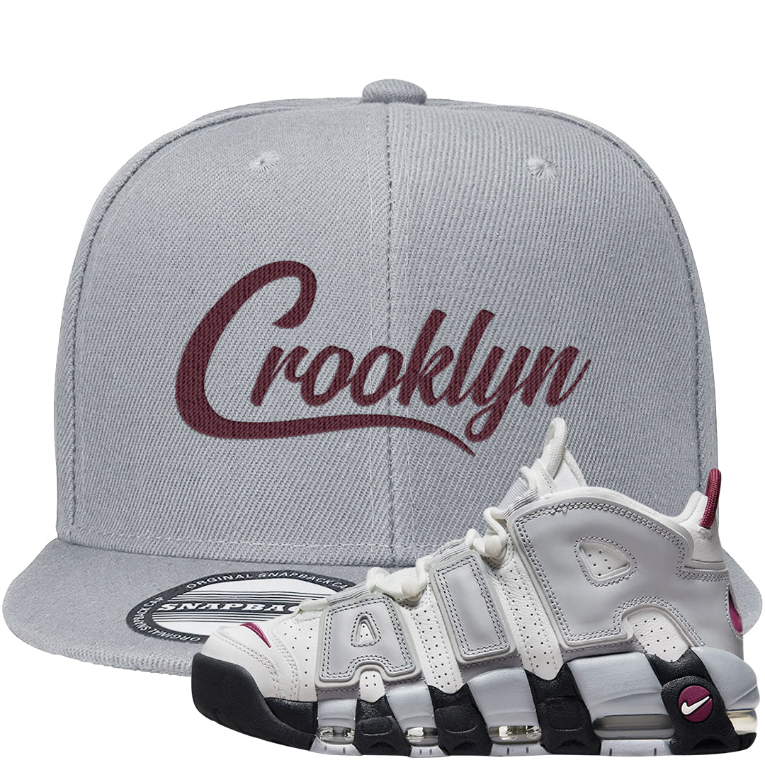 Summit White Rosewood More Uptempos Snapback Hat | Crooklyn, Light Gray