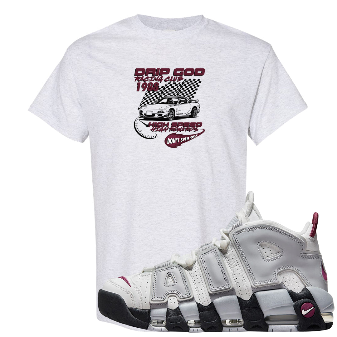 Summit White Rosewood More Uptempos T Shirt | Drip God Racing Club, Ash