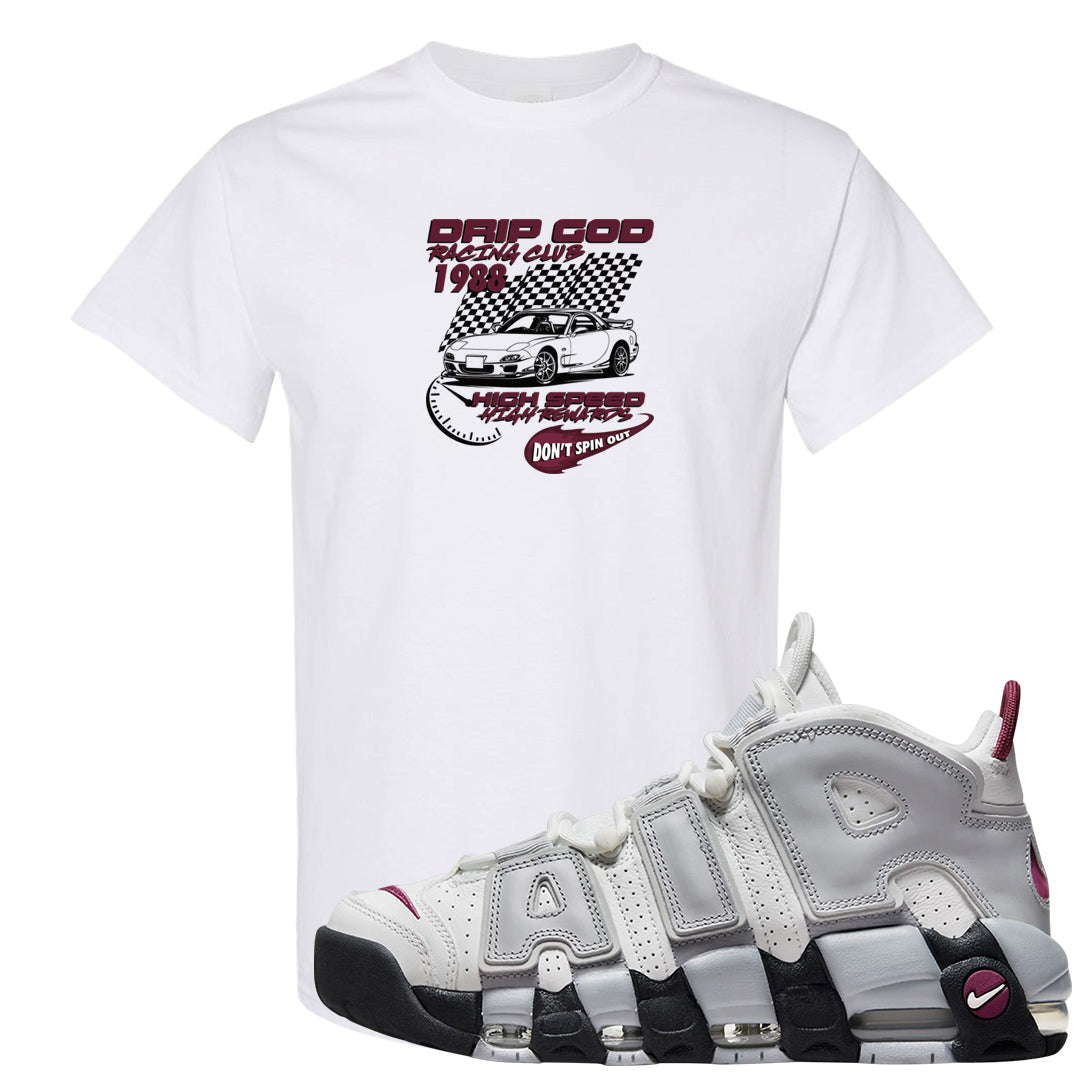 Summit White Rosewood More Uptempos T Shirt | Drip God Racing Club, White
