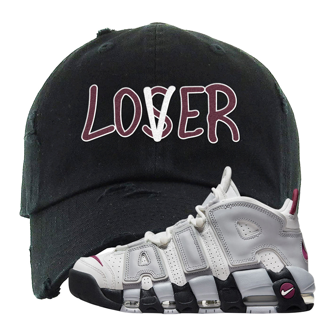 Summit White Rosewood More Uptempos Distressed Dad Hat | Lover, Black