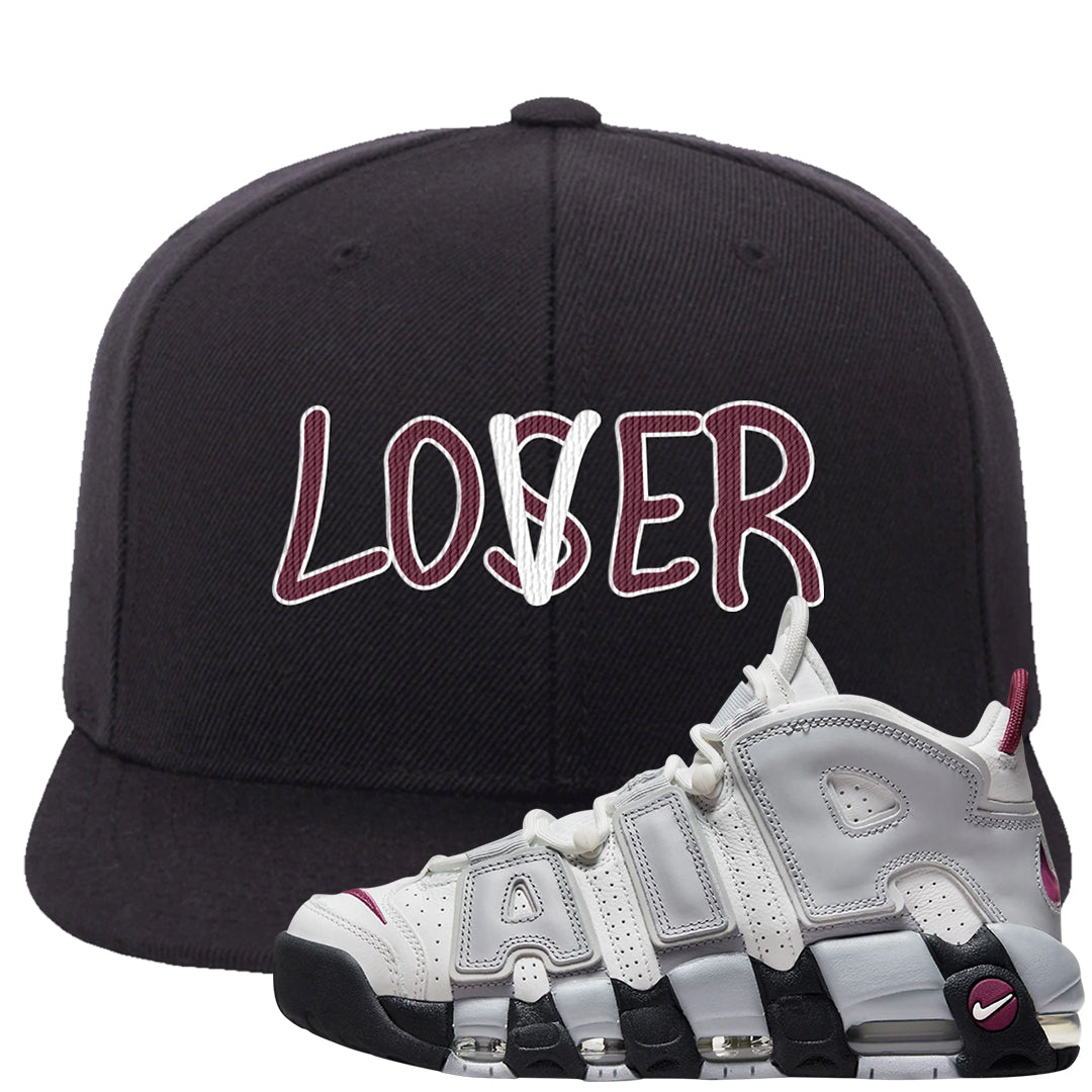 Summit White Rosewood More Uptempos Snapback Hat | Lover, Black