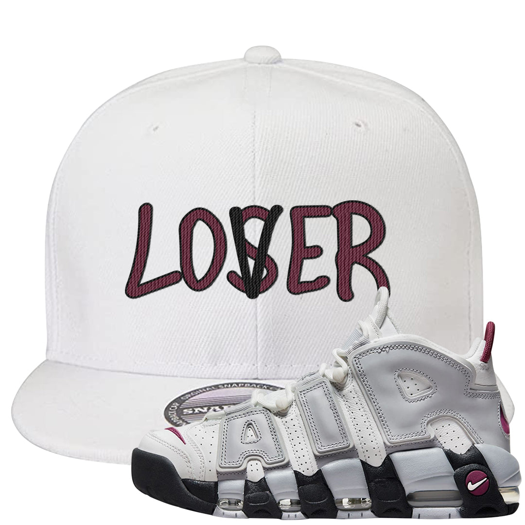 Summit White Rosewood More Uptempos Snapback Hat | Lover, White