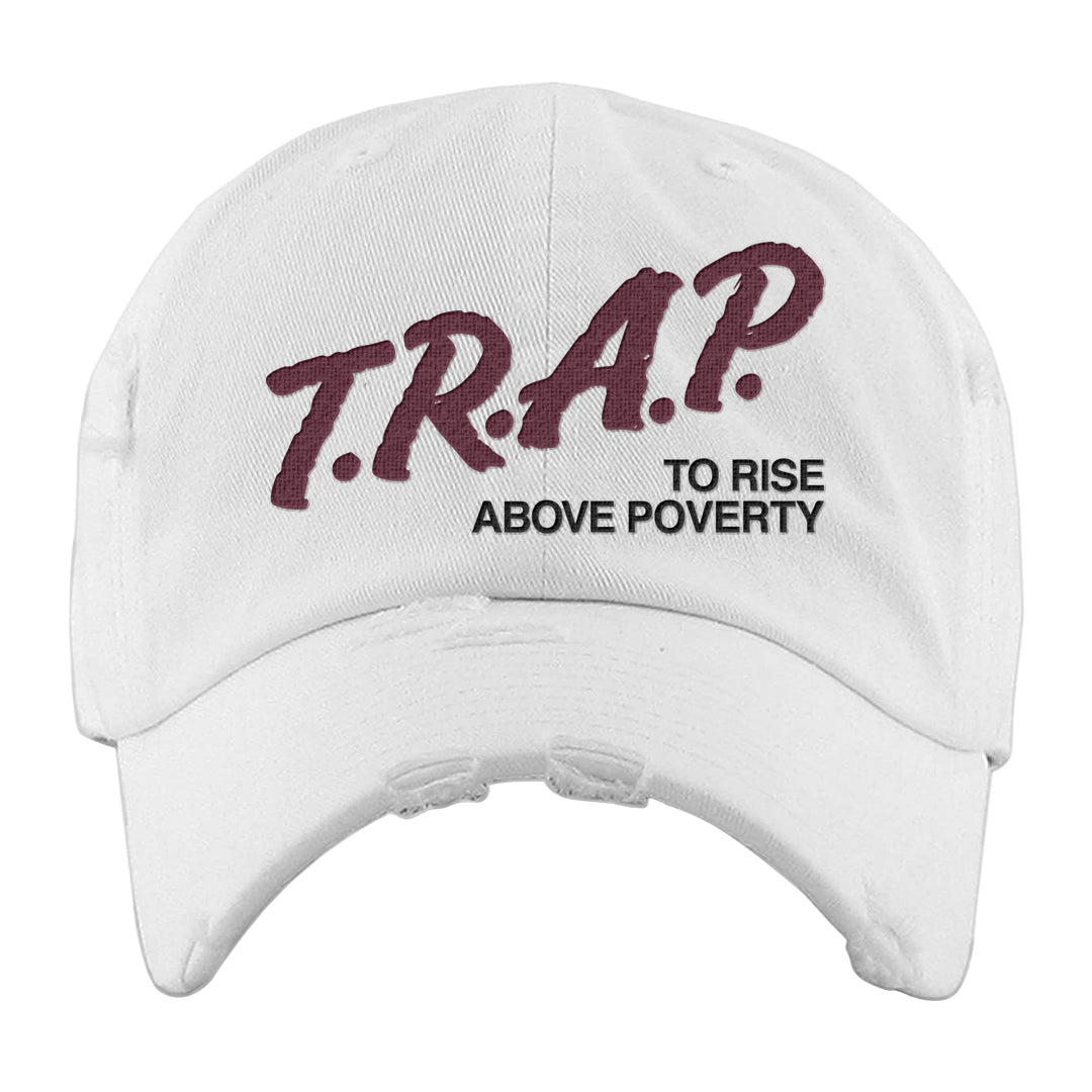 Summit White Rosewood More Uptempos Distressed Dad Hat | Trap To Rise Above Poverty, White