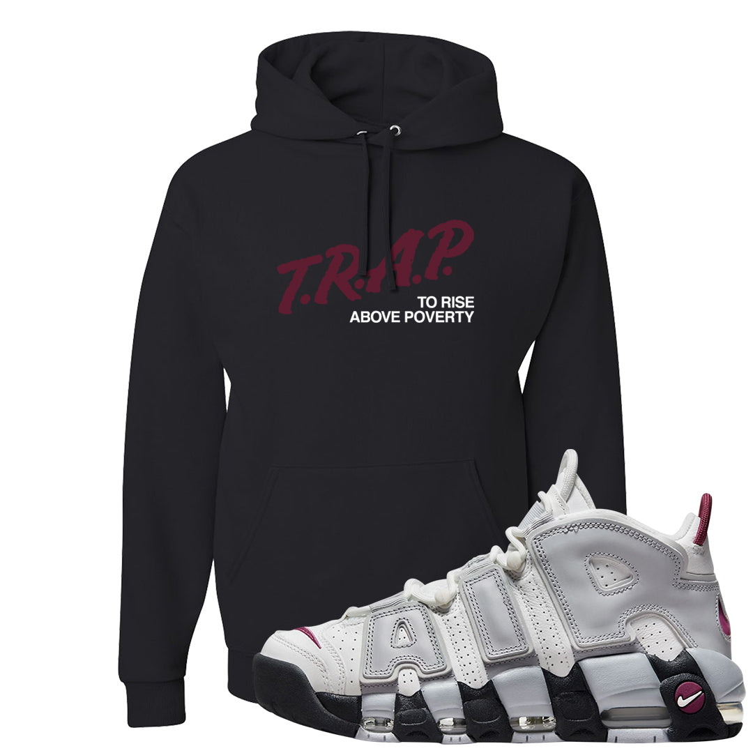 Summit White Rosewood More Uptempos Hoodie | Trap To Rise Above Poverty, Black