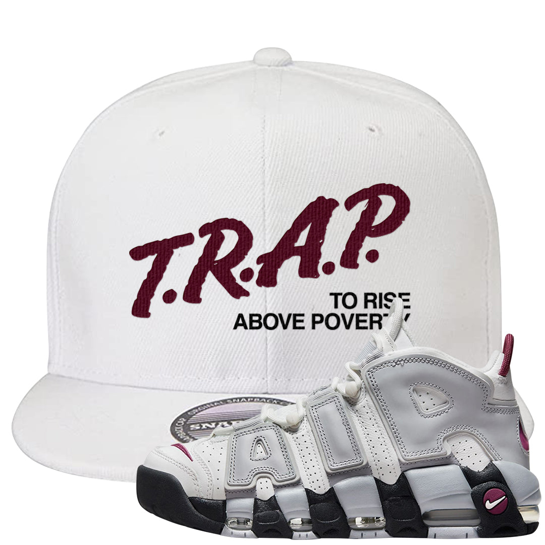 Summit White Rosewood More Uptempos Snapback Hat | Trap To Rise Above Poverty, White