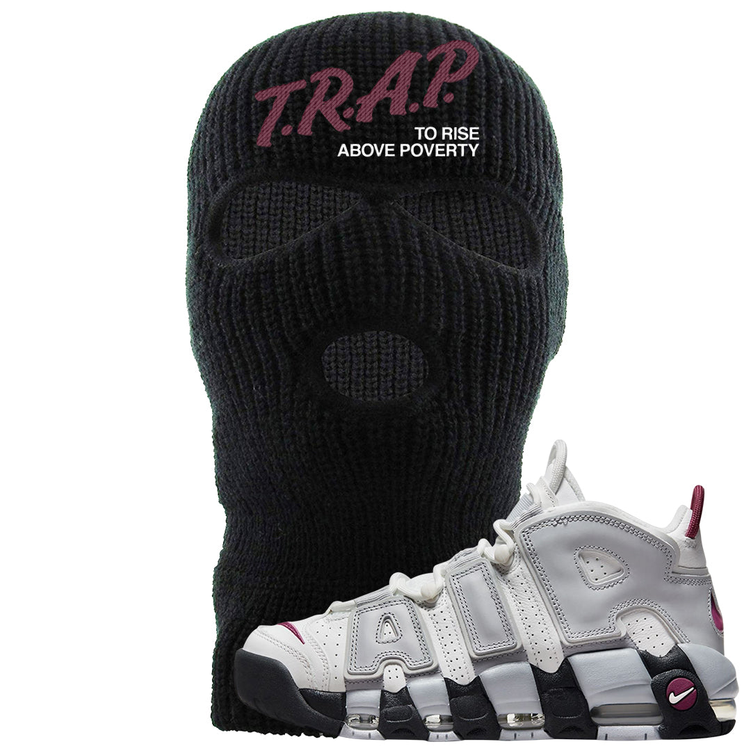 Summit White Rosewood More Uptempos Ski Mask | Trap To Rise Above Poverty, Black