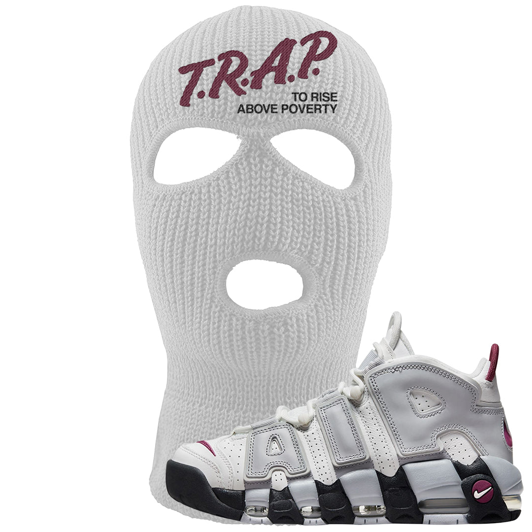 Summit White Rosewood More Uptempos Ski Mask | Trap To Rise Above Poverty, White