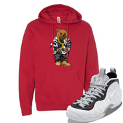 Foamposite Pro White Black University Red Sneaker Red Pullover Hoodie | Hoodie to match Nike Air Foamposite Pro White Black University Red Shoes | Sweater Bear