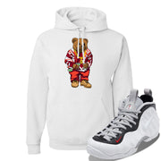 Foamposite Pro White Black University Red Sneaker White Pullover Hoodie | Hoodie to match Nike Air Foamposite Pro White Black University Red Shoes | Sweater Bear