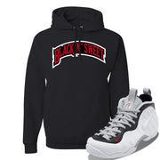 Foamposite Pro White Black University Red Sneaker Black Pullover Hoodie | Hoodie to match Nike Air Foamposite Pro White Black University Red Shoes | Black N Sweet Arch