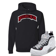 Foamposite Pro White Black University Red Sneaker Black Pullover Hoodie | Hoodie to match Nike Air Foamposite Pro White Black University Red Shoes | Russian Cream Arch