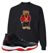 Jordan 11 Bred Sweater Bear Black Sneaker Hook Up Crewneck Sweatshirt