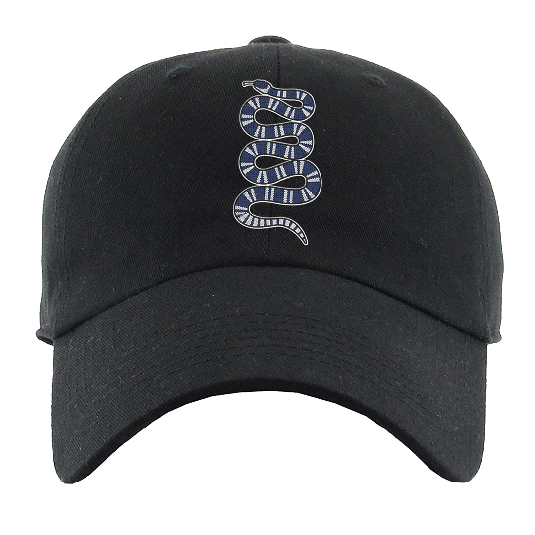 French Blue 13s Dad Hat | Coiled Snake, Black