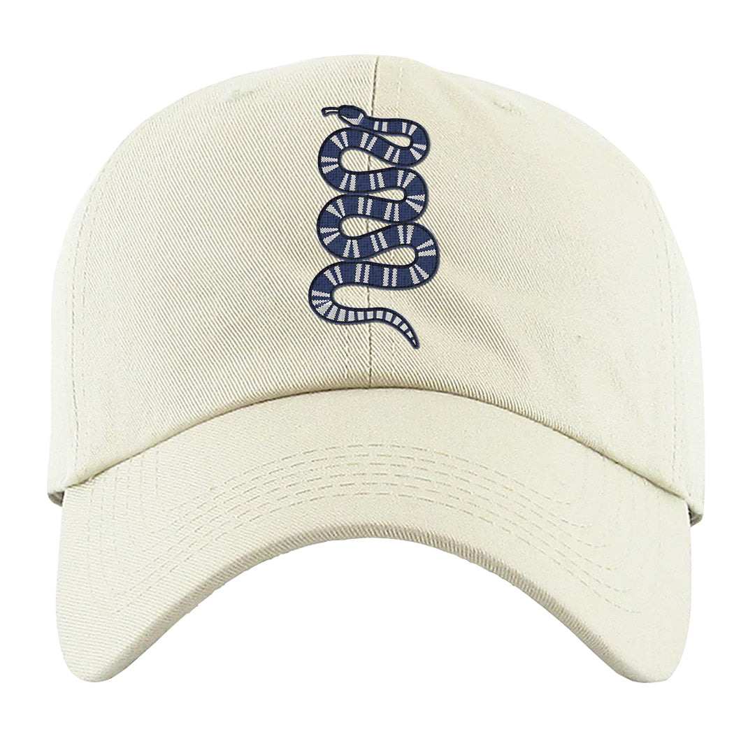 French Blue 13s Dad Hat | Coiled Snake, White