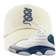 French Blue 13s Dad Hat | Coiled Snake, White
