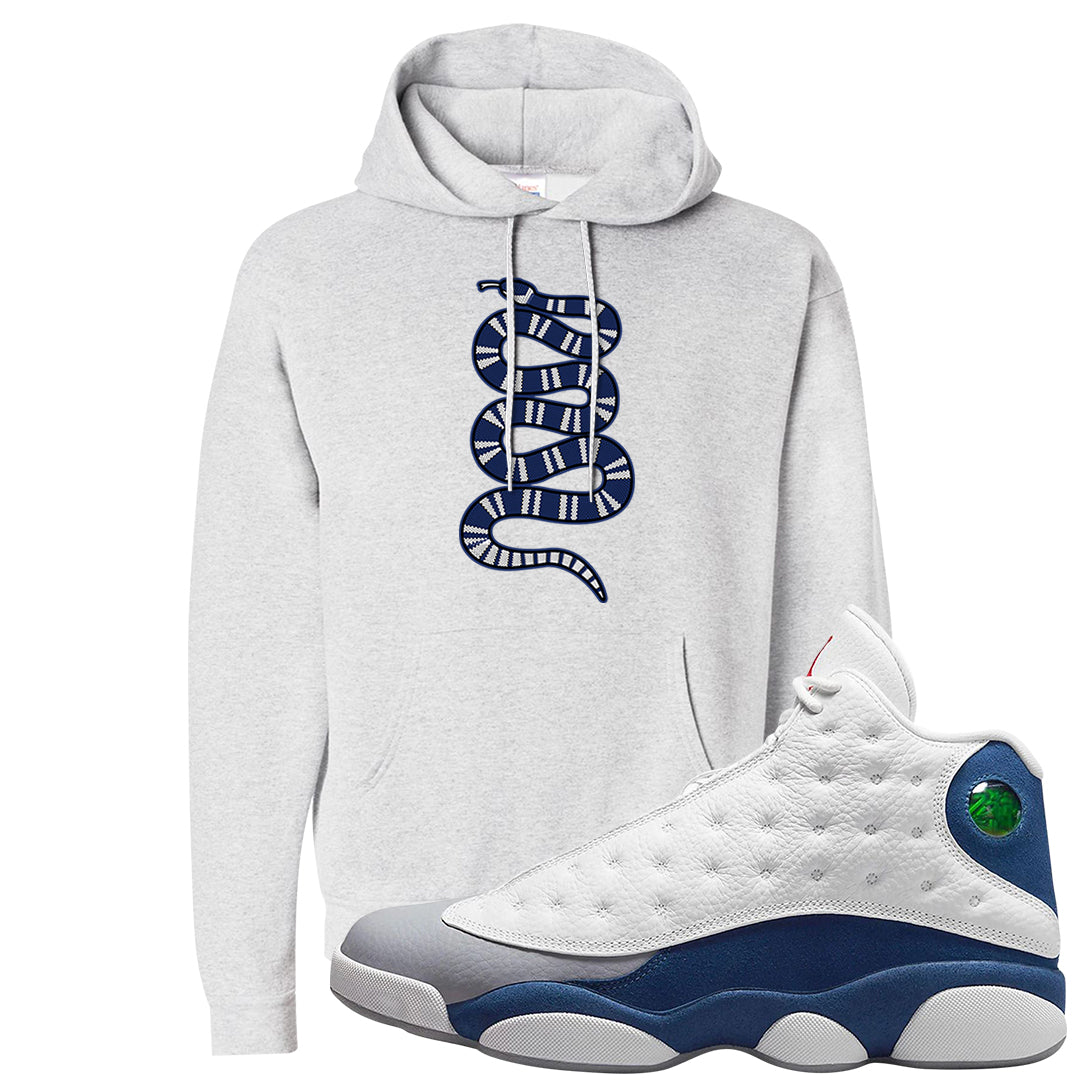 French Blue 13s Hoodie | Coiled Snake, Ash