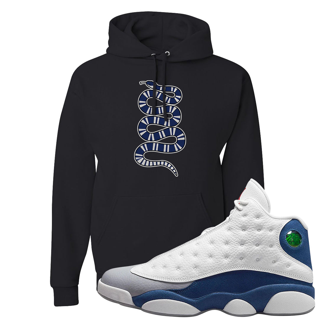 French Blue 13s Hoodie | Coiled Snake, Black