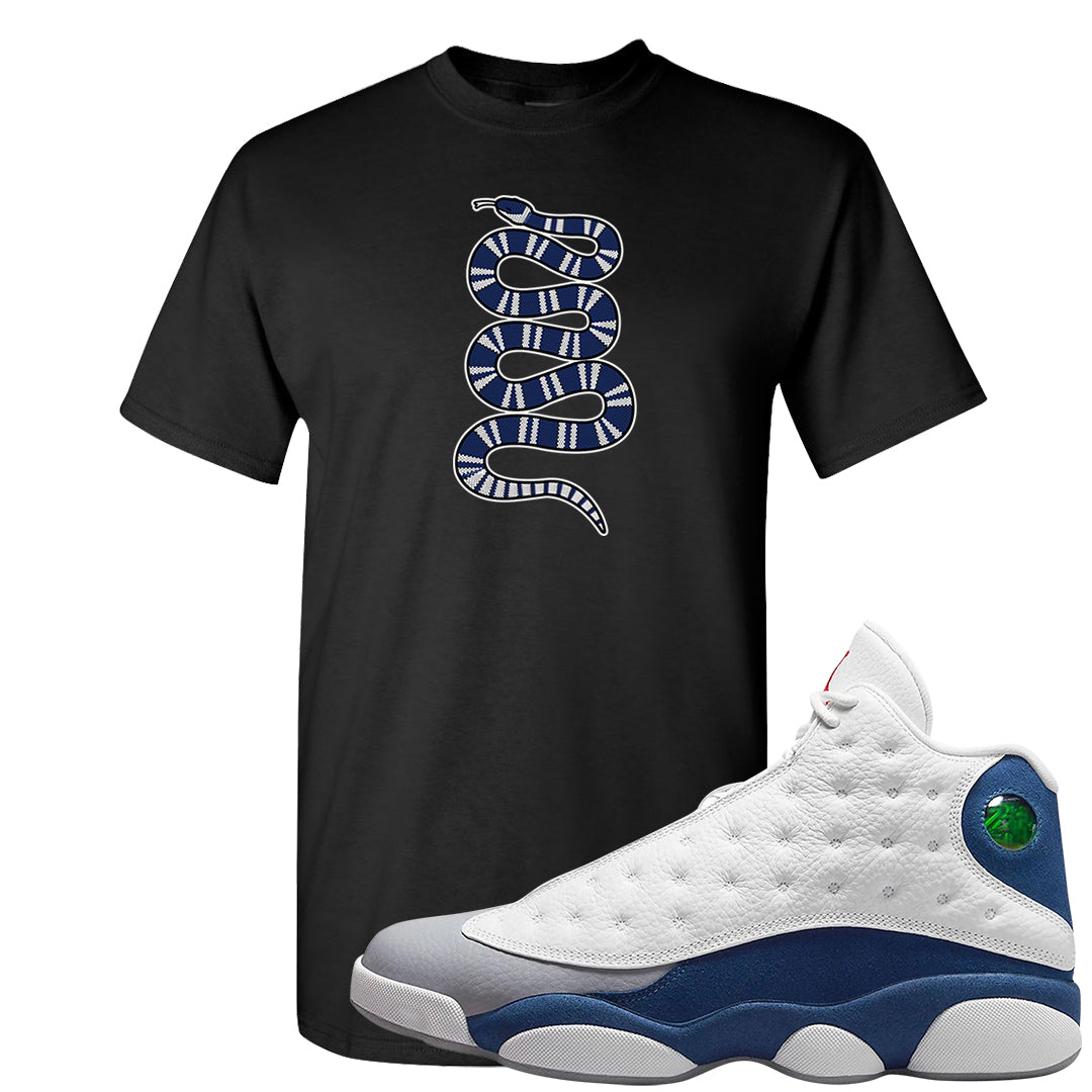 French Blue 13s T Shirt | Coiled Snake, Black