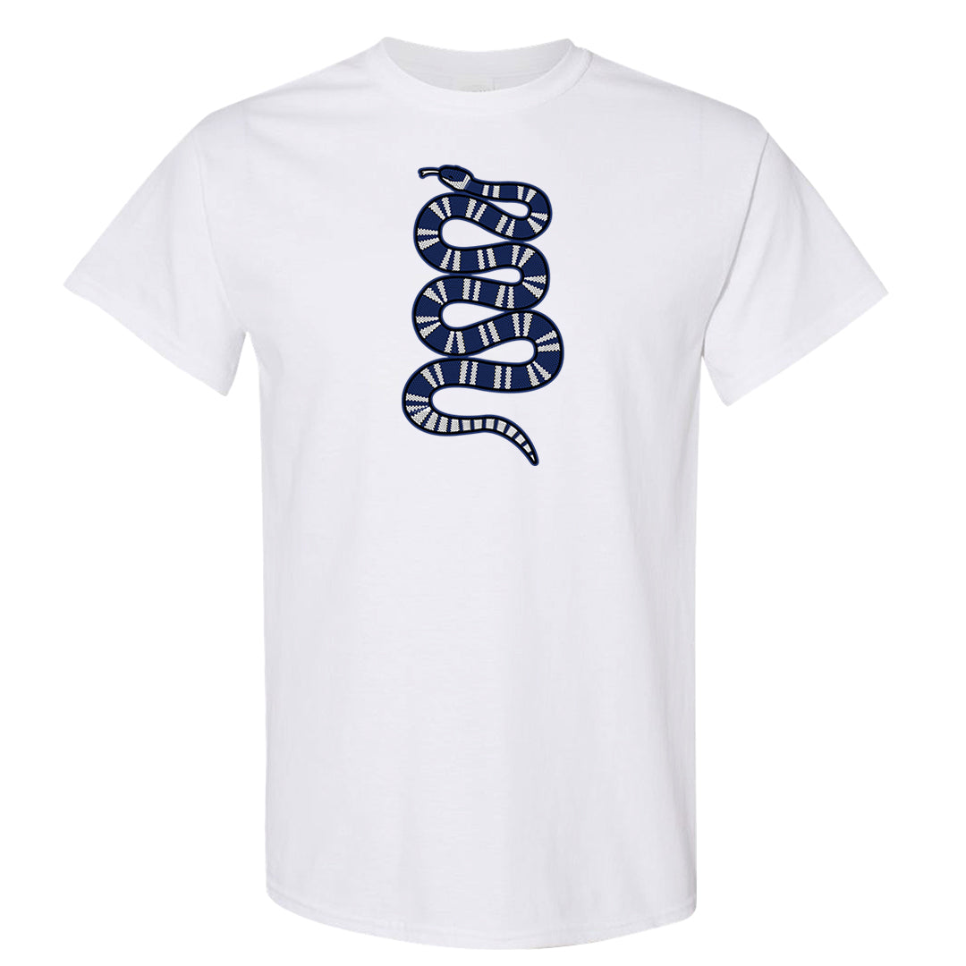 French Blue 13s T Shirt | Coiled Snake, White