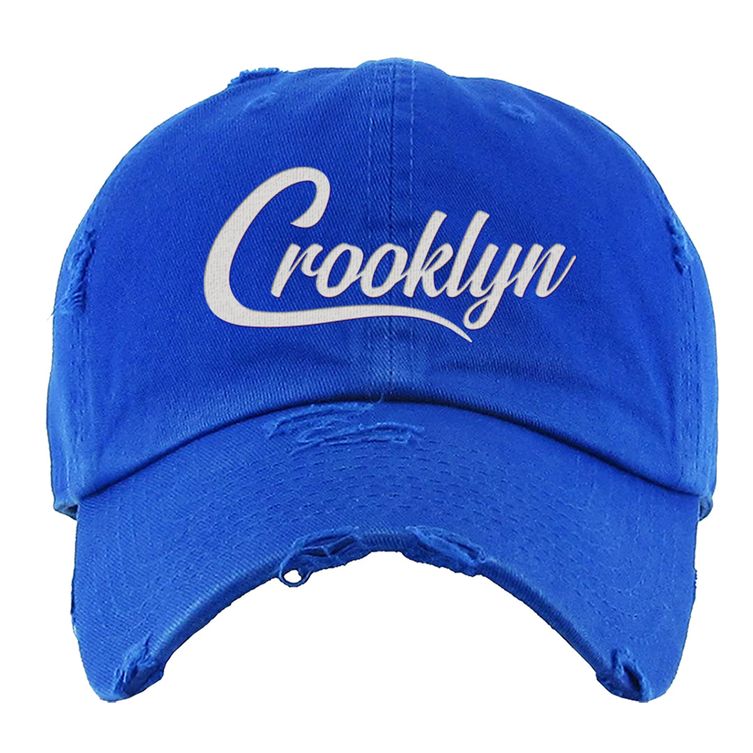 French Blue 13s Distressed Dad Hat | Crooklyn, Royal Blue