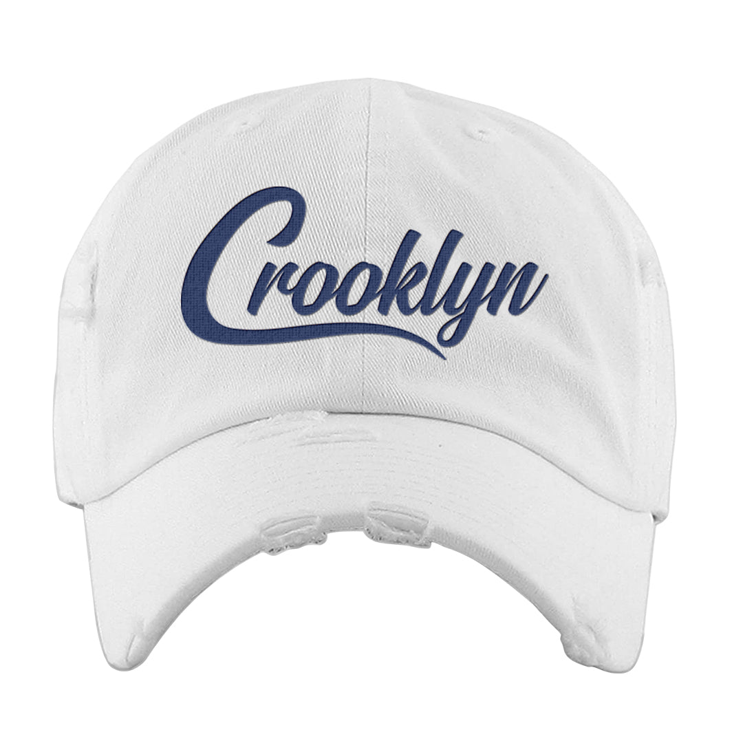 French Blue 13s Distressed Dad Hat | Crooklyn, White