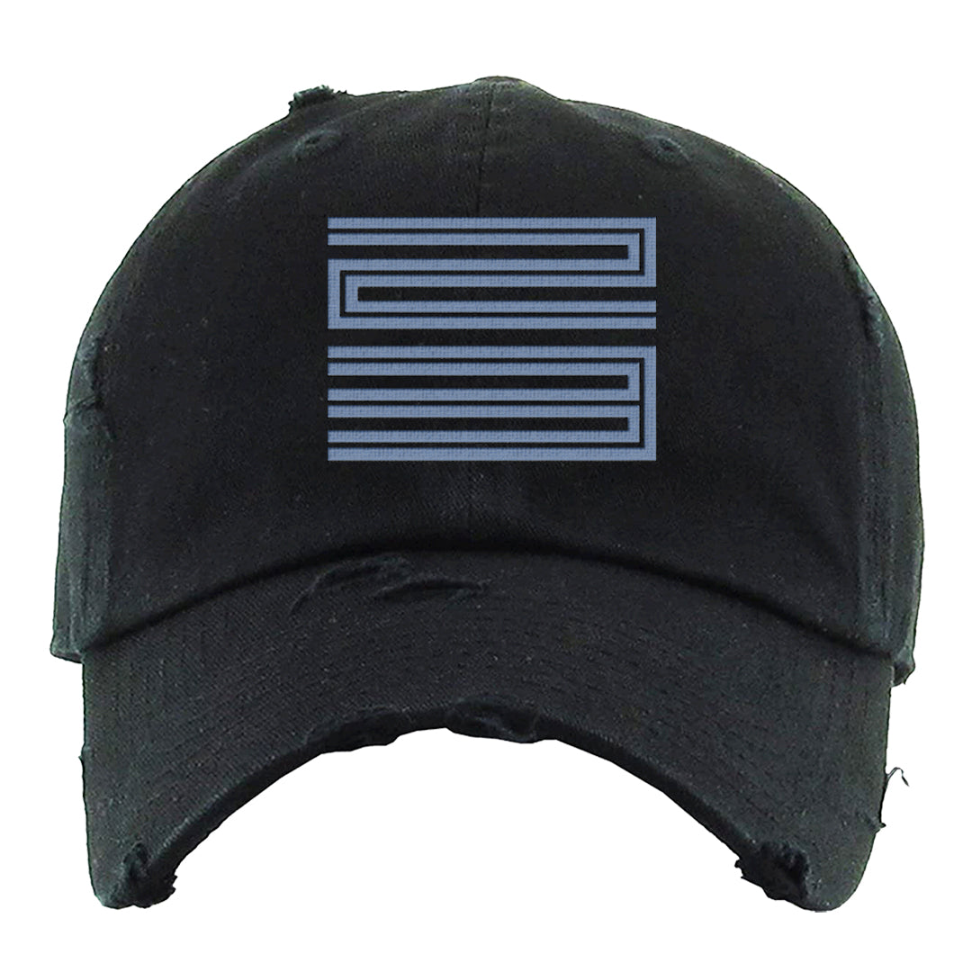 French Blue 13s Distressed Dad Hat | Double Line 23, Black