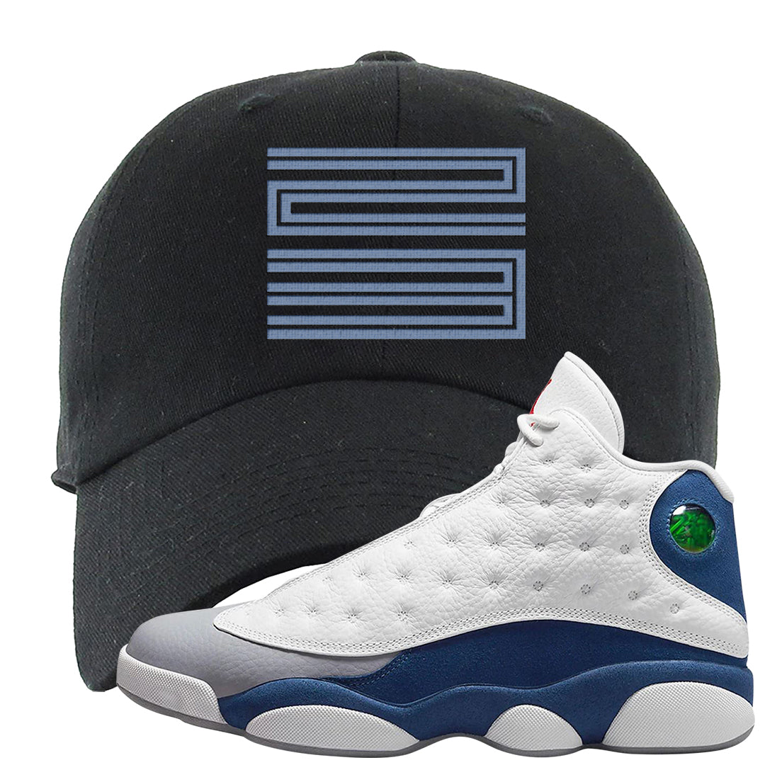 French Blue 13s Dad Hat | Double Line 23, Black