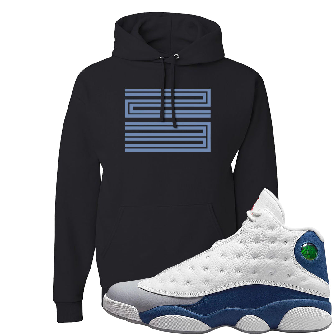 French Blue 13s Hoodie | Double Line 23, Black
