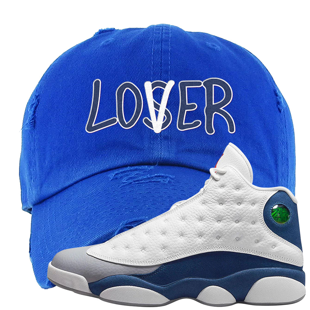 French Blue 13s Distressed Dad Hat | Lover, Royal Blue