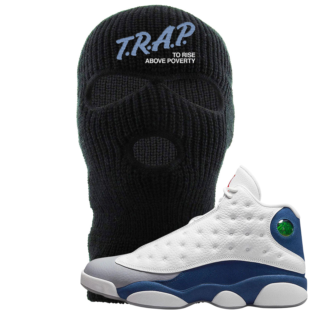 French Blue 13s Ski Mask | Trap To Rise Above Poverty, Black