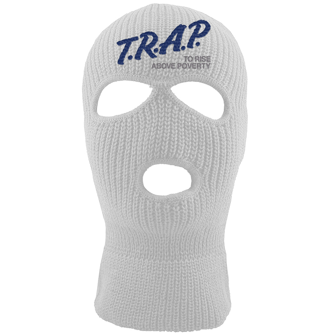 French Blue 13s Ski Mask | Trap To Rise Above Poverty, White