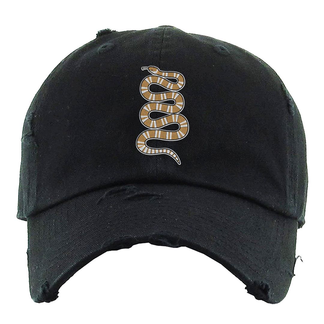 Ginger 14s Distressed Dad Hat | Coiled Snake, Black