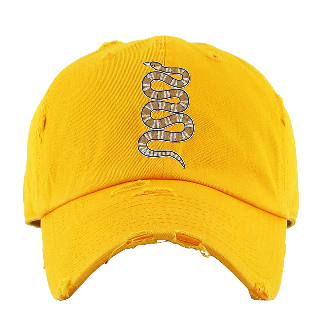 Ginger 14s Distressed Dad Hat | Coiled Snake, Gold