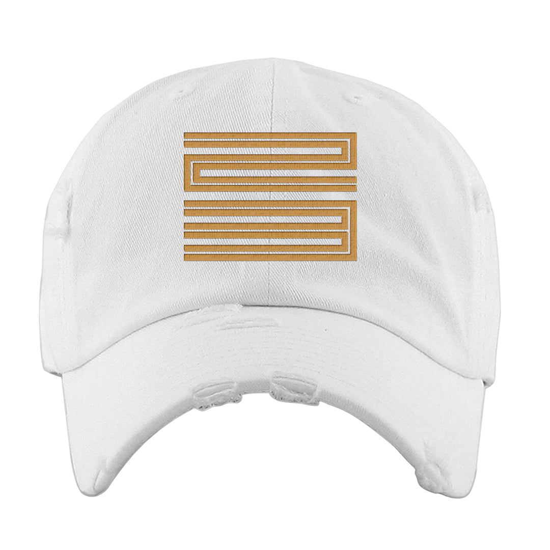 Ginger 14s Distressed Dad Hat | Double Line 23, White