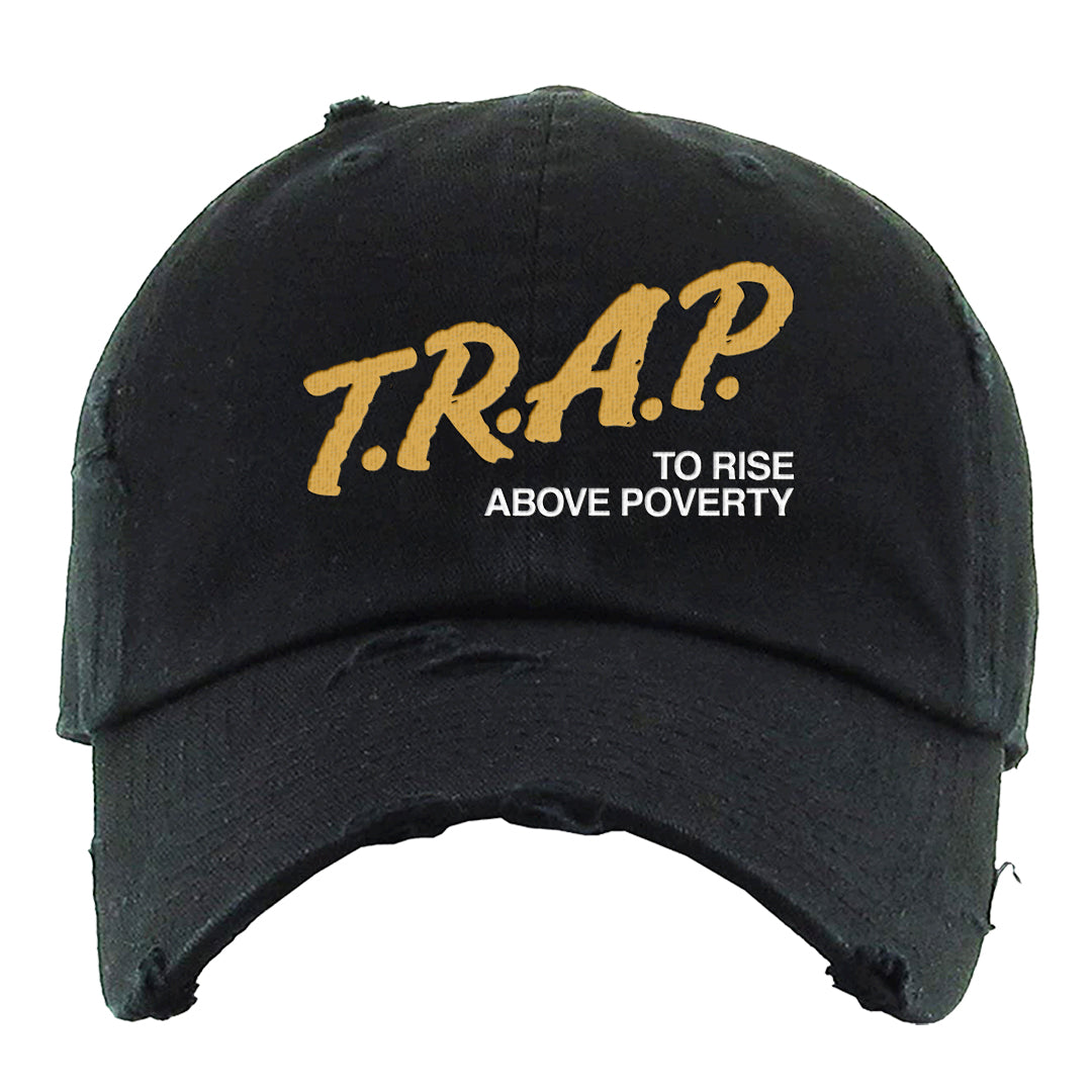 Ginger 14s Distressed Dad Hat | Trap To Rise Above Poverty, Black