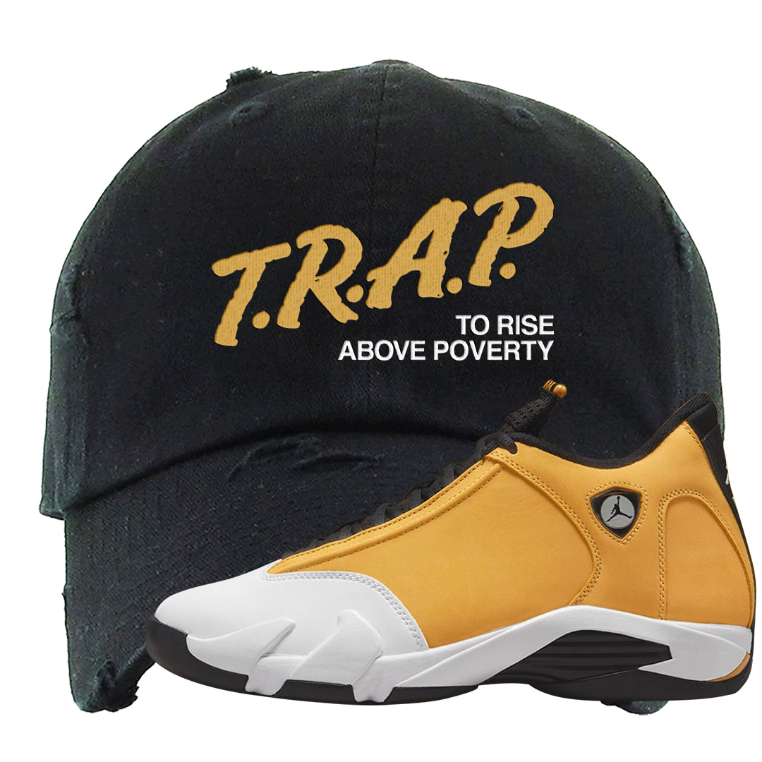 Ginger 14s Distressed Dad Hat | Trap To Rise Above Poverty, Black