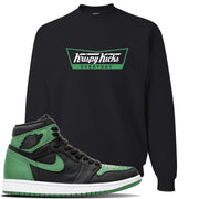 Jordan 1 Retro High OG Pine Green Gym Sneaker Black Crewneck Sweatshirt | Crewneck to match Air Jordan 1 Retro High OG Pine Green Gym Shoes | Krispy Kicks