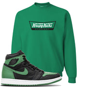 Jordan 1 Retro High OG Pine Green Gym Sneaker Kelly Green Crewneck Sweatshirt | Crewneck to match Air Jordan 1 Retro High OG Pine Green Gym Shoes | Krispy Kicks